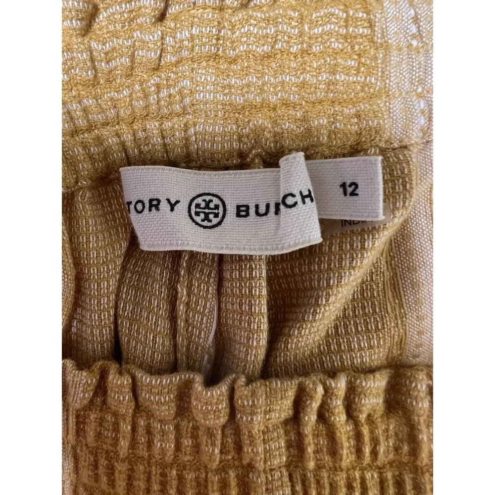 Tory‎ Burch Elastic Waist Casual Pants Orange/Ivory Women’s Size 12